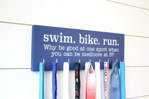 Triathlon Medal Holder / Display - Swim. Bike. Run. - Medium