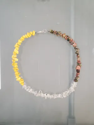 Tricolor Tumbled Stone Choker - Sunflower Multi