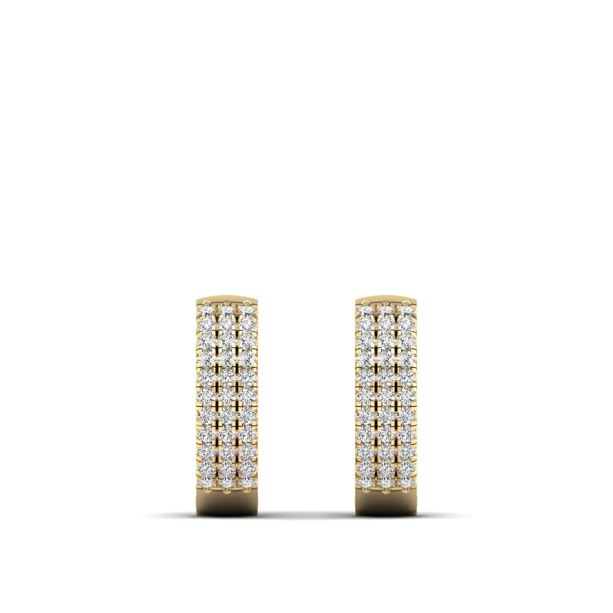 Triple Row Diamond Huggie Earrings