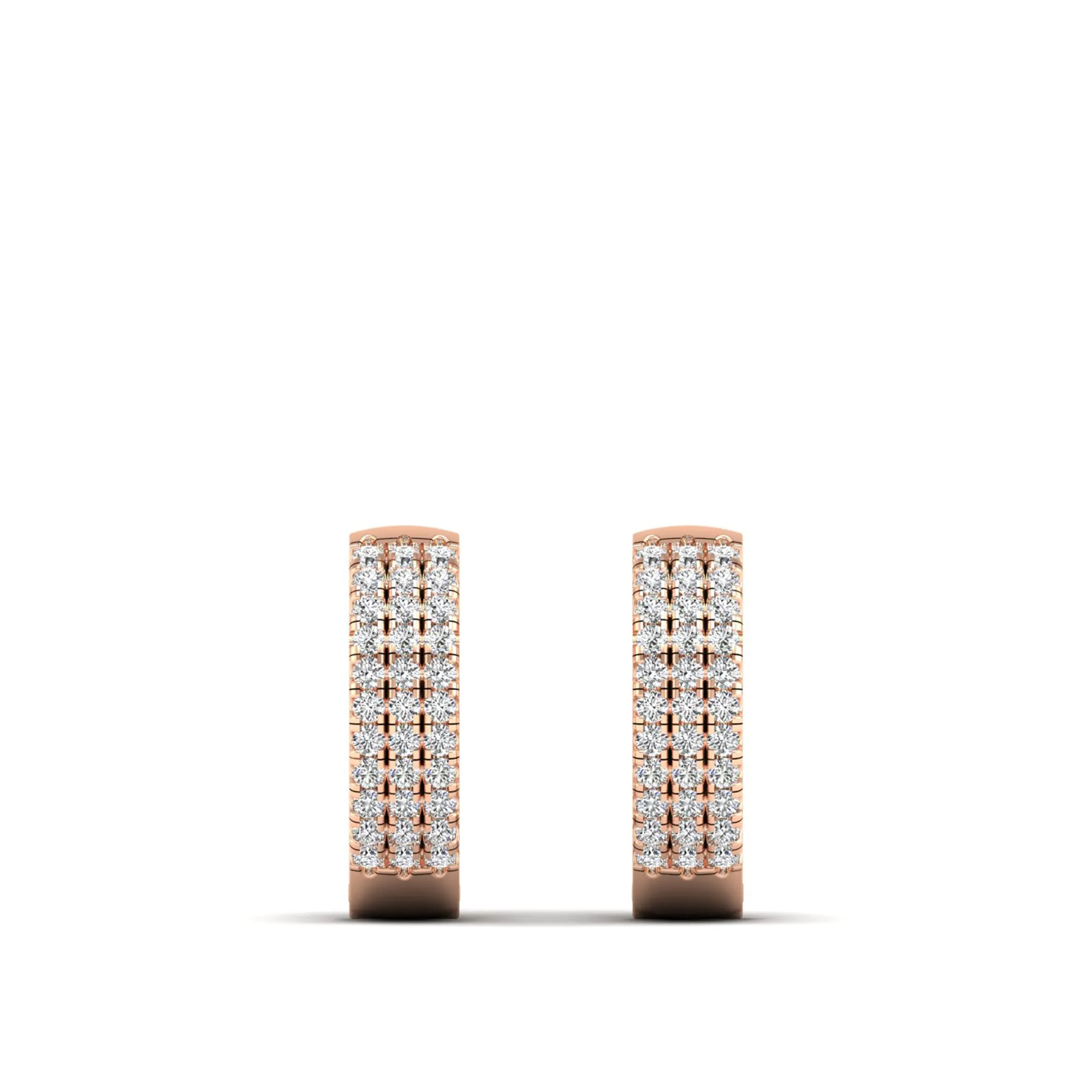 Triple Row Diamond Huggie Earrings