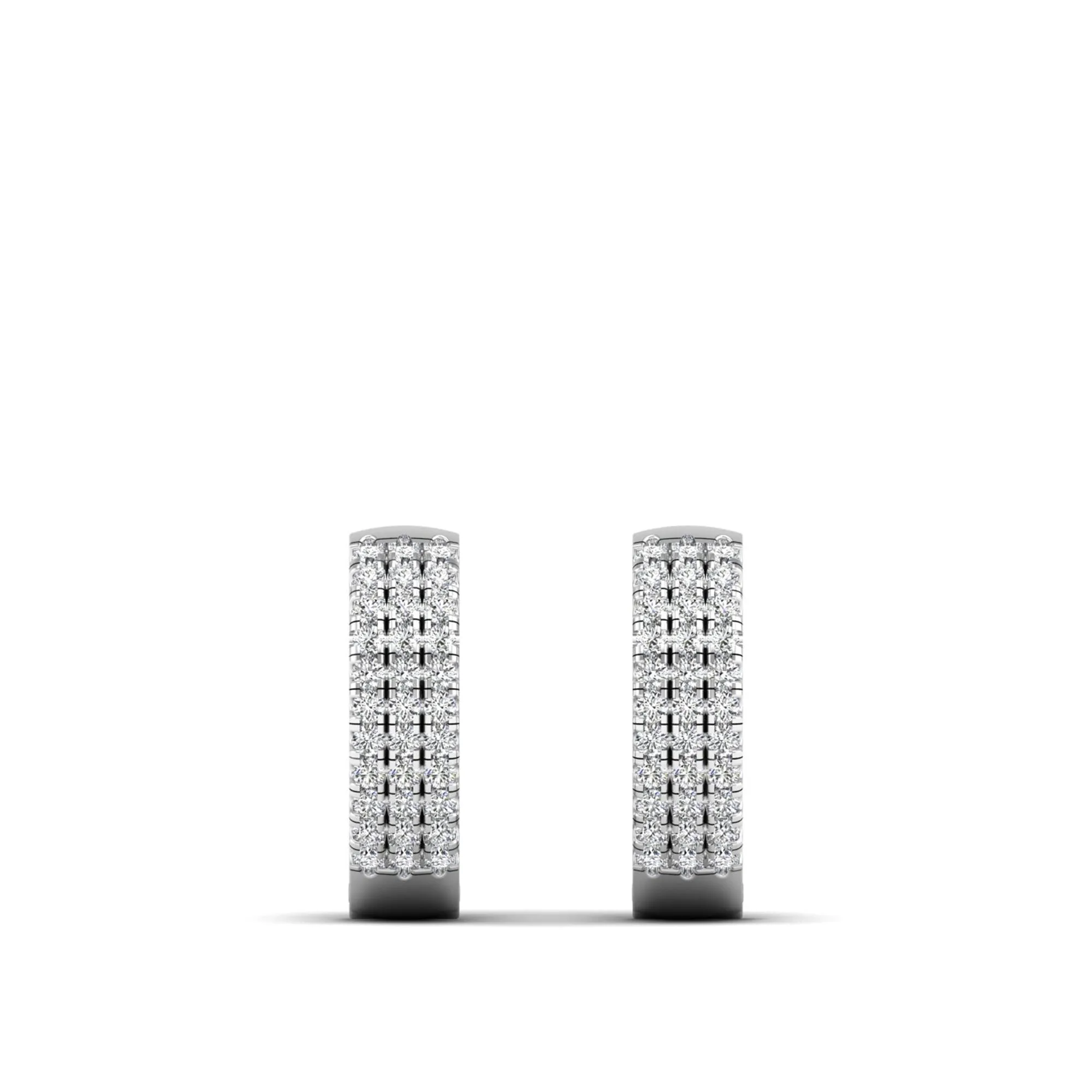 Triple Row Diamond Huggie Earrings