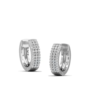 Triple Row Diamond Huggie Earrings
