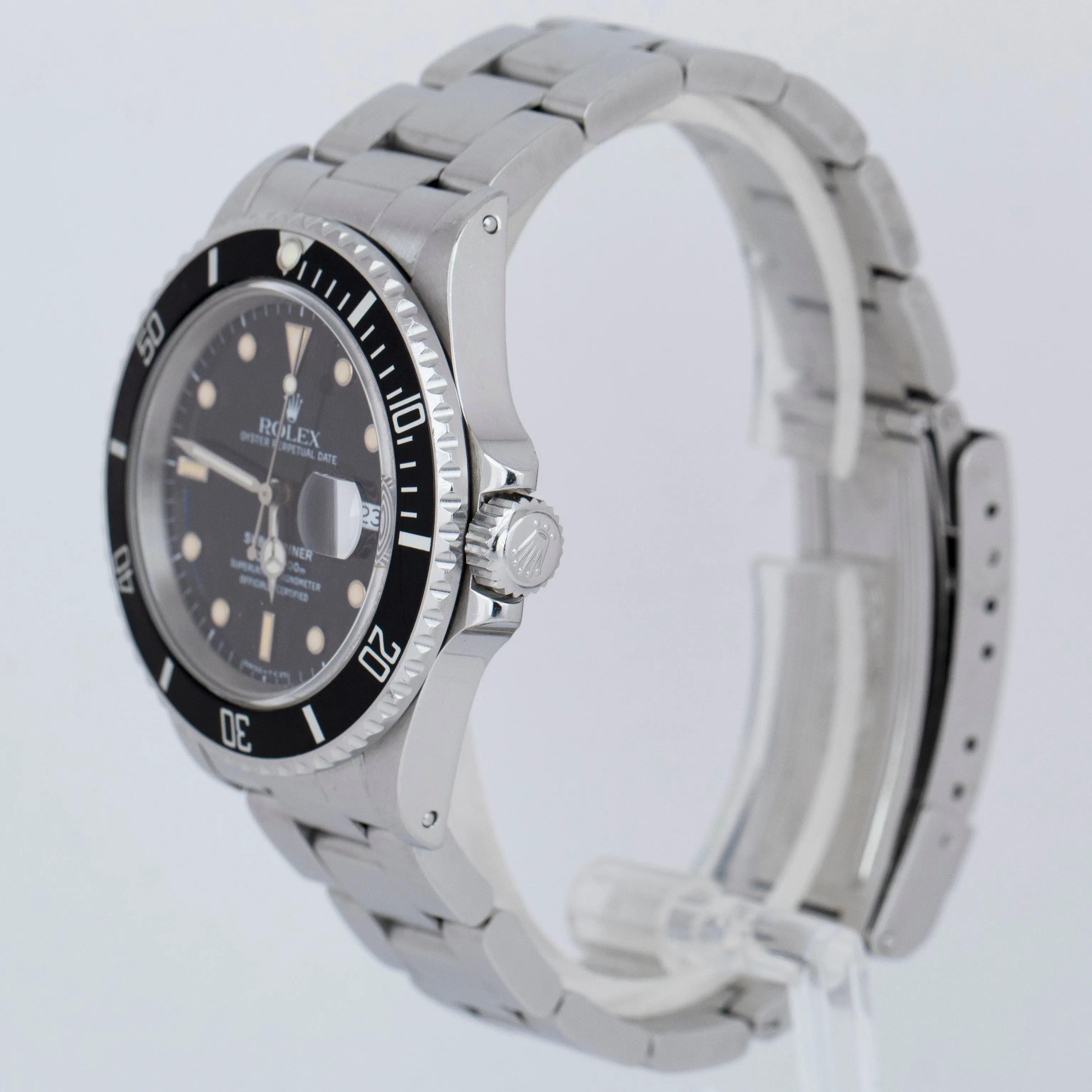 TRIPLE ZERO UNPOLISHED Rolex Submariner Date PATINA Black R 40mm Watch 168000
