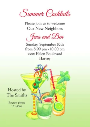 TROPICAL SUMMER COCKTAILS CUSTOM INVITATION