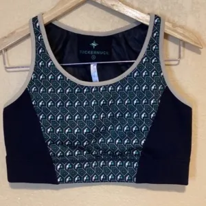 Tuckernuck Athletic Bra, Size Medium, Green Geometric Print
