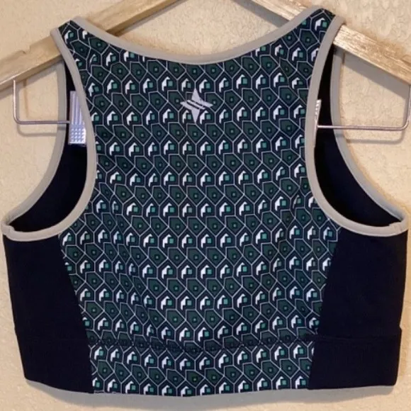 Tuckernuck Athletic Bra, Size Medium, Green Geometric Print