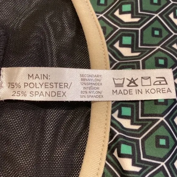 Tuckernuck Athletic Bra, Size Medium, Green Geometric Print