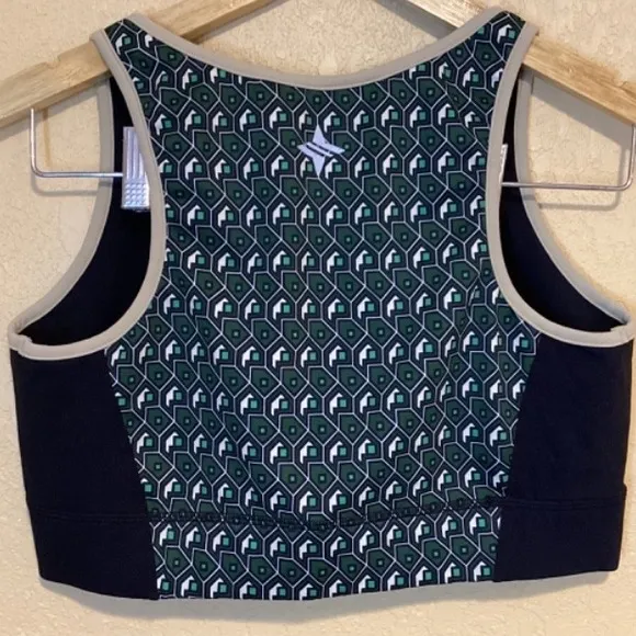 Tuckernuck Athletic Bra, Size Medium, Green Geometric Print