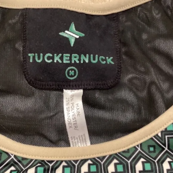 Tuckernuck Athletic Bra, Size Medium, Green Geometric Print
