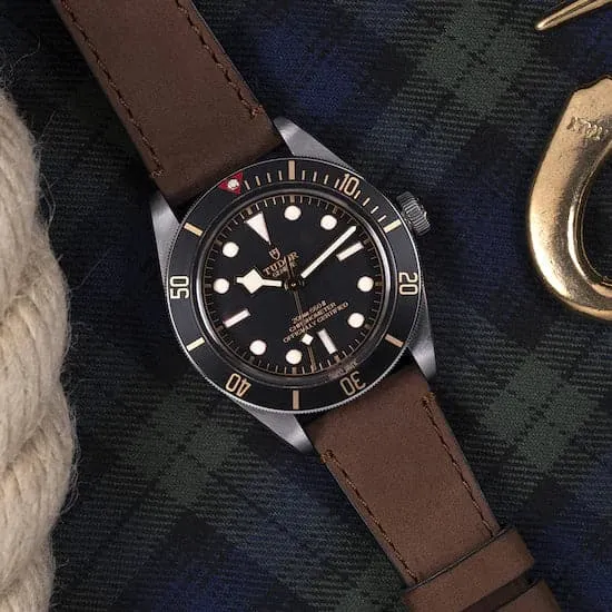 TUDOR Black Bay 58 39mm Case, Black Dial, Brown Leather Strap (M79030N-0002)