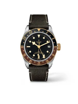 TUDOR Black Bay GMT S&G 41mm Case, Black Dial, Brown Leather Bracelet (M79833MN-0003)