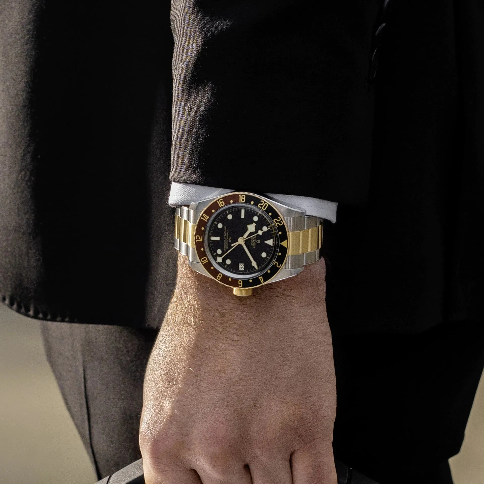 TUDOR Black Bay GMT S&G 41mm Case, Black Dial, Steel and Yellow Gold Bracelet (M79833MN-0001)