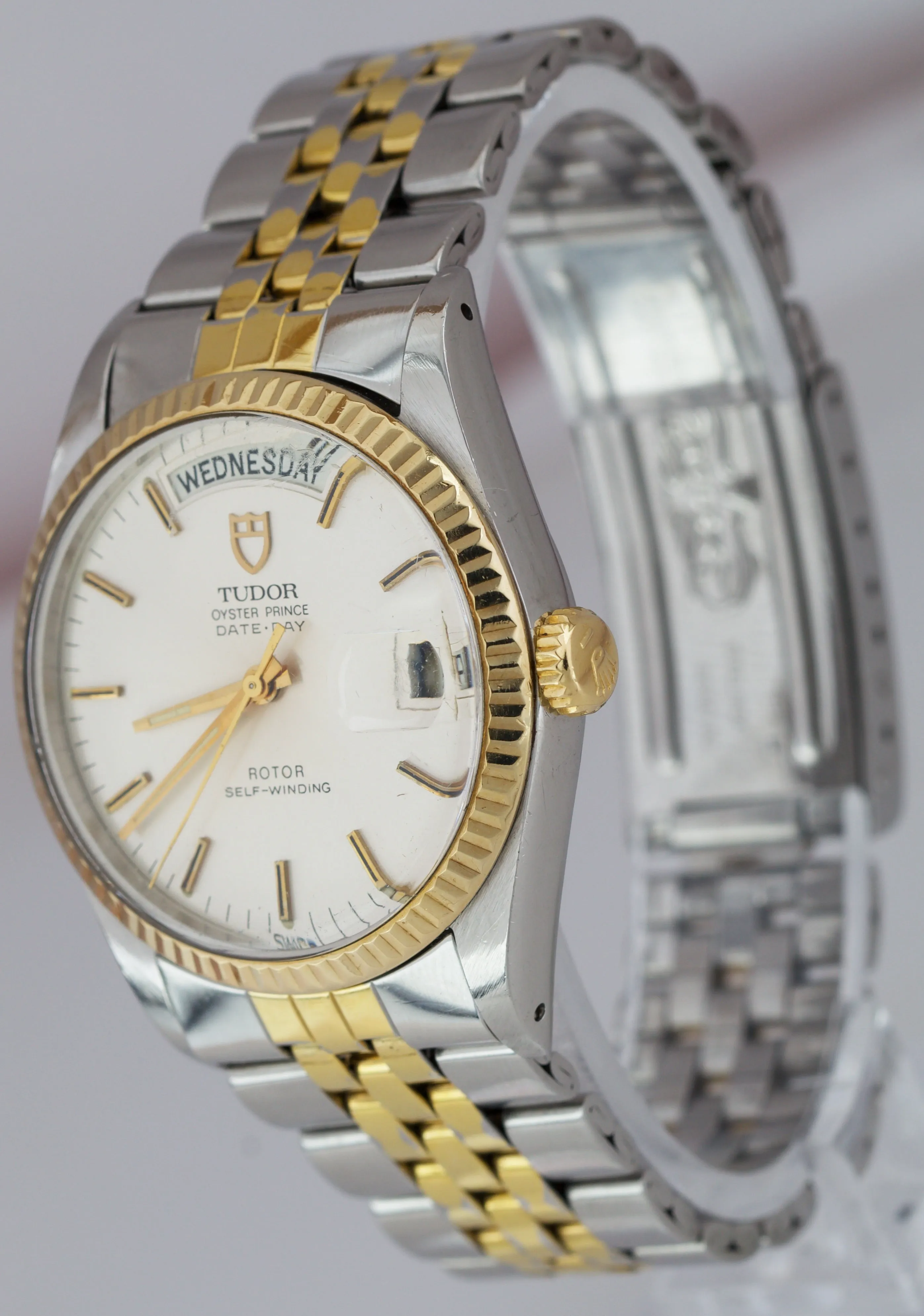 Tudor Oyster Prince Date-Day Two-Tone Gold Stainless Champagne 35mm Watch 94613