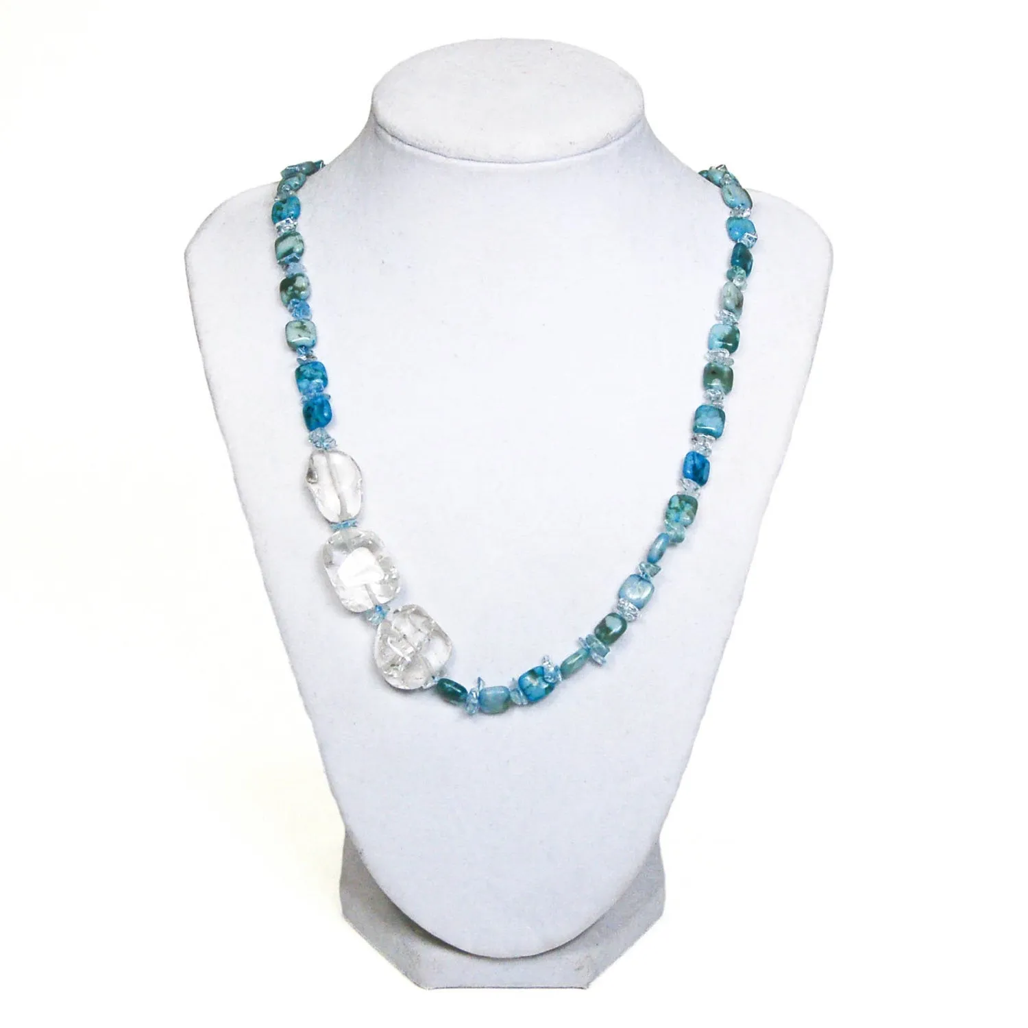 Turquoise and Quartz Necklace, Southwestern, Artisan, Boho, Vintage Designer Jewelry