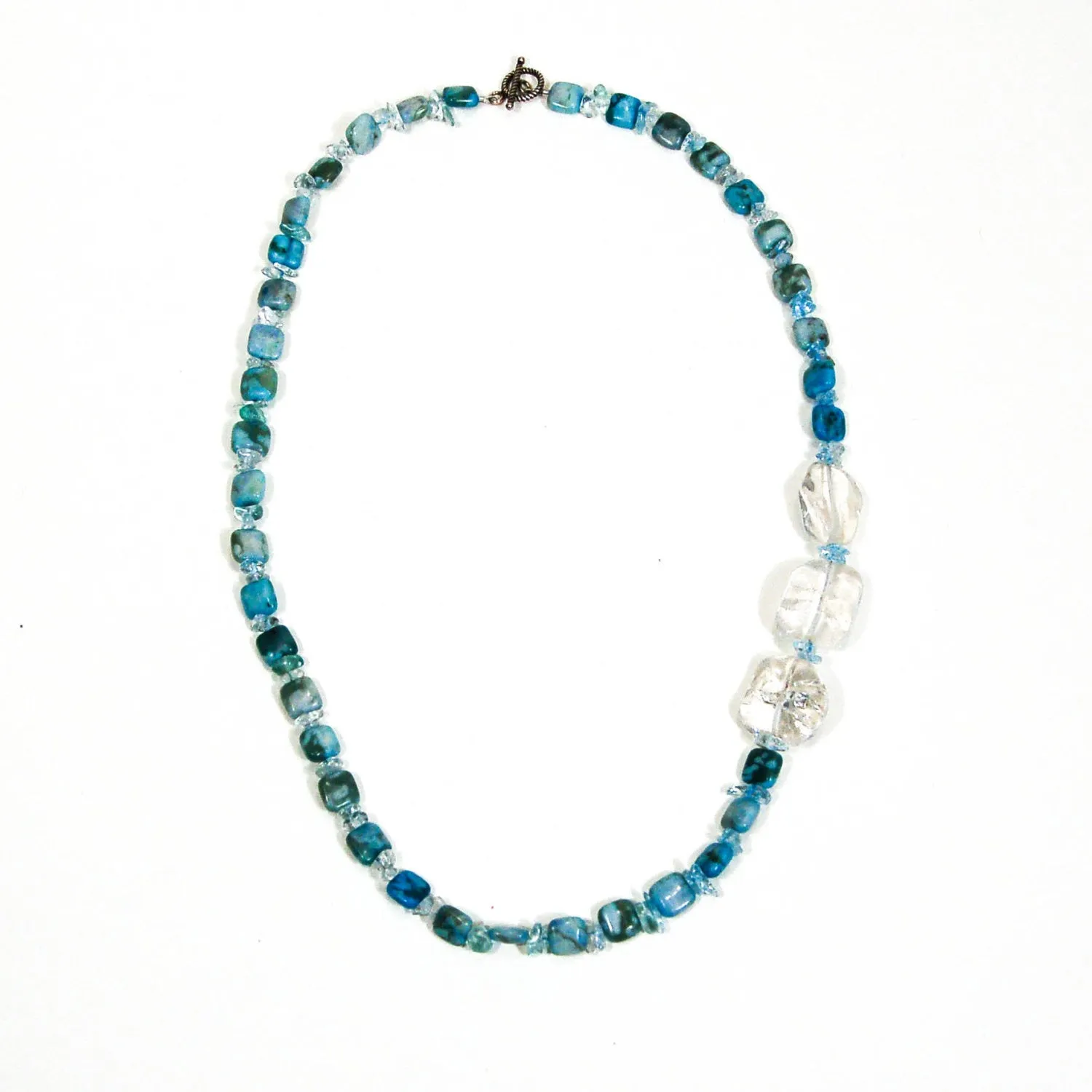 Turquoise and Quartz Necklace, Southwestern, Artisan, Boho, Vintage Designer Jewelry