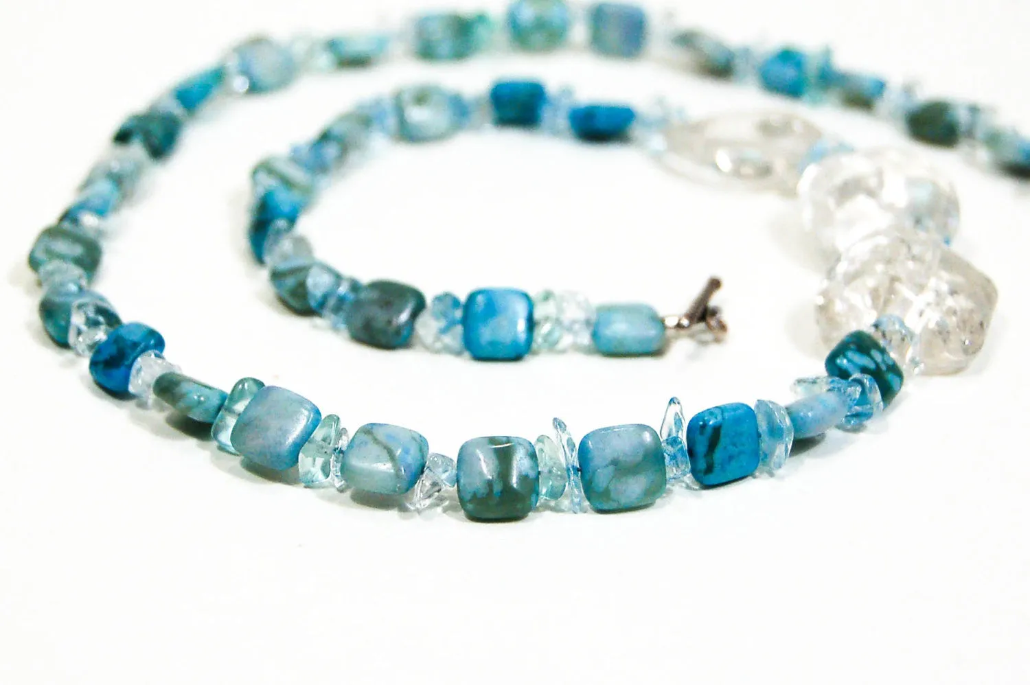 Turquoise and Quartz Necklace, Southwestern, Artisan, Boho, Vintage Designer Jewelry