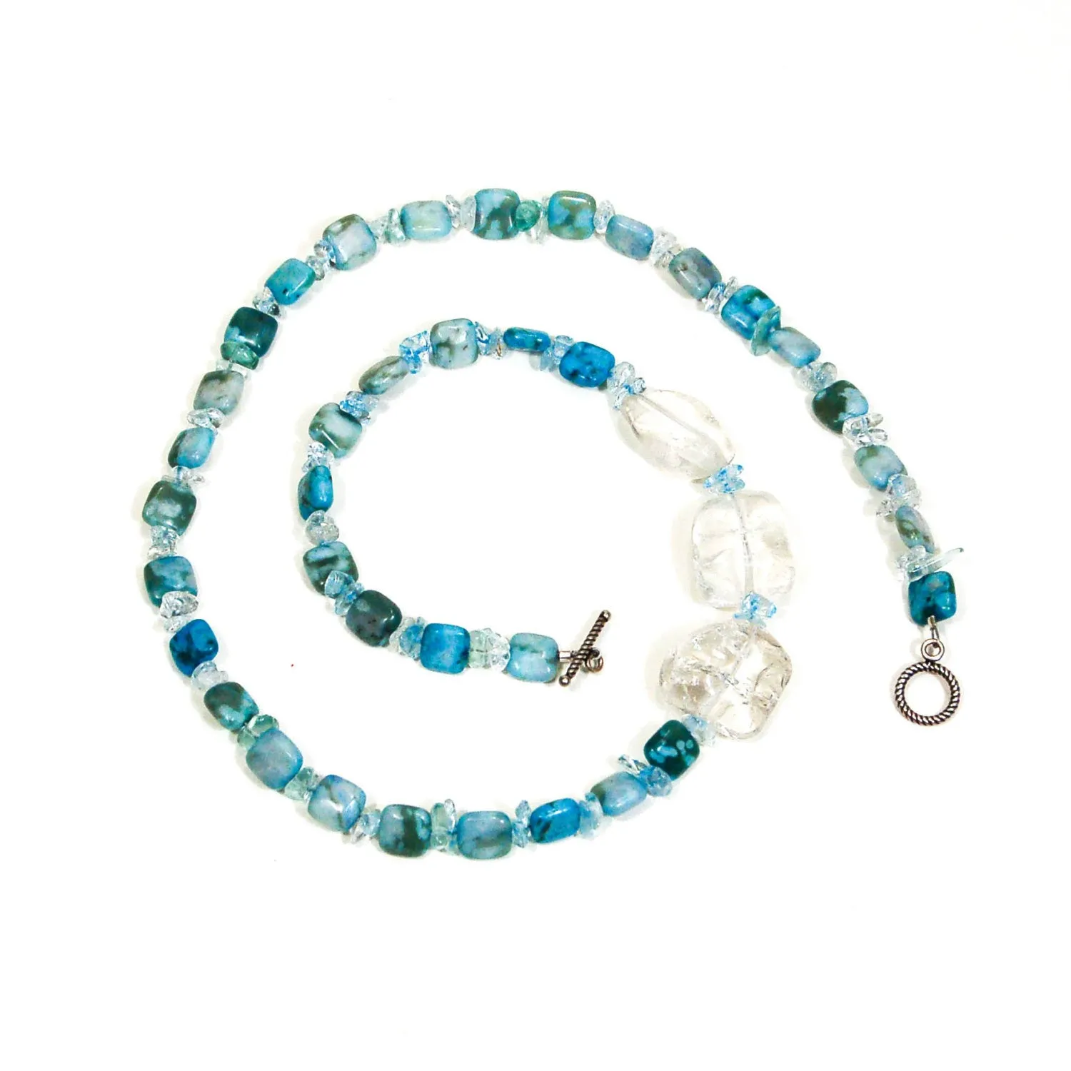 Turquoise and Quartz Necklace, Southwestern, Artisan, Boho, Vintage Designer Jewelry