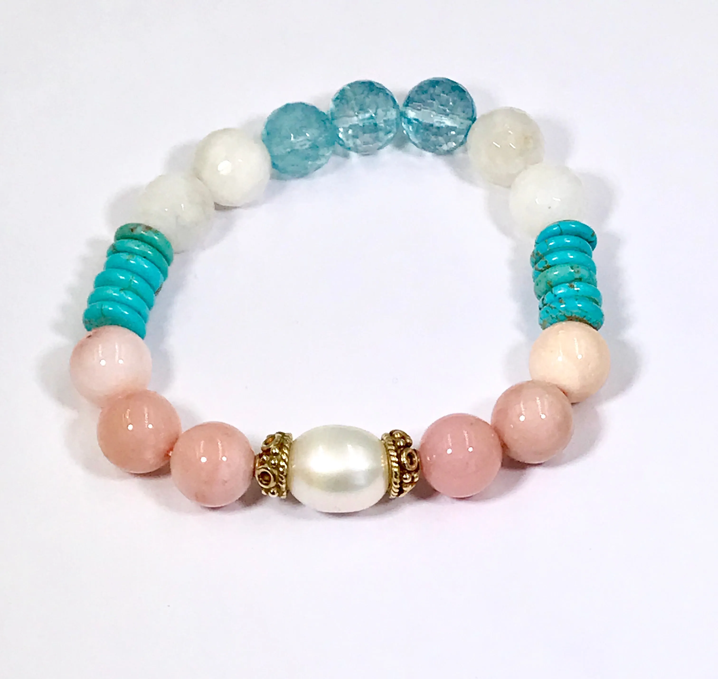 Turquoise Coral Stack Bracelet Set of 3 Boho Style