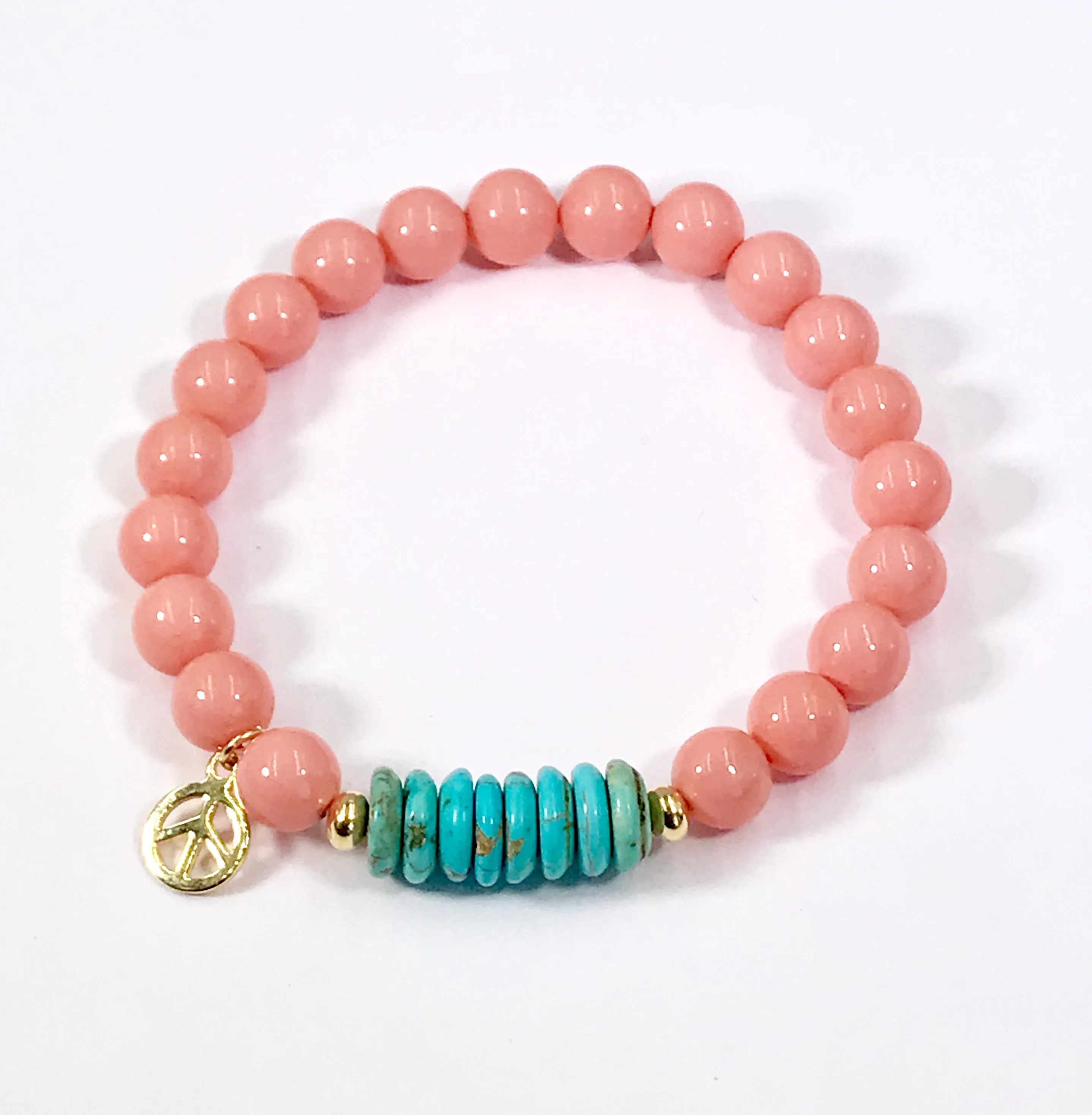 Turquoise Coral Stack Bracelet Set of 3 Boho Style