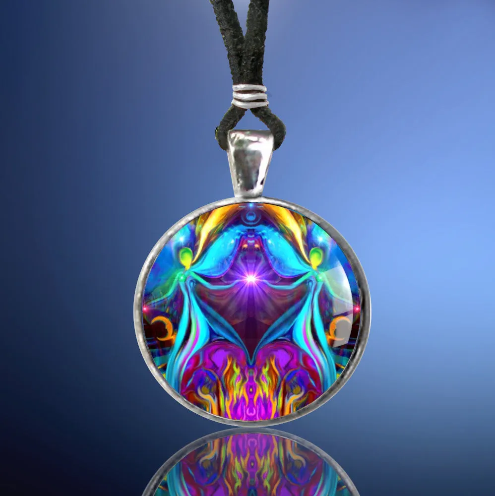 Twin Flames Necklace, Violet Flame Pendant, Soulmate Love - "Twin Flames Heart"