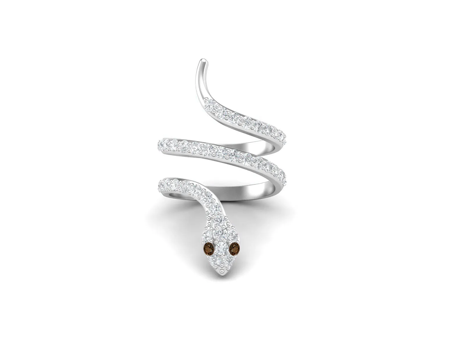Twisted Snake Smoky Quartz Engagement Ring 925 Sterling Silver Wedding Ring