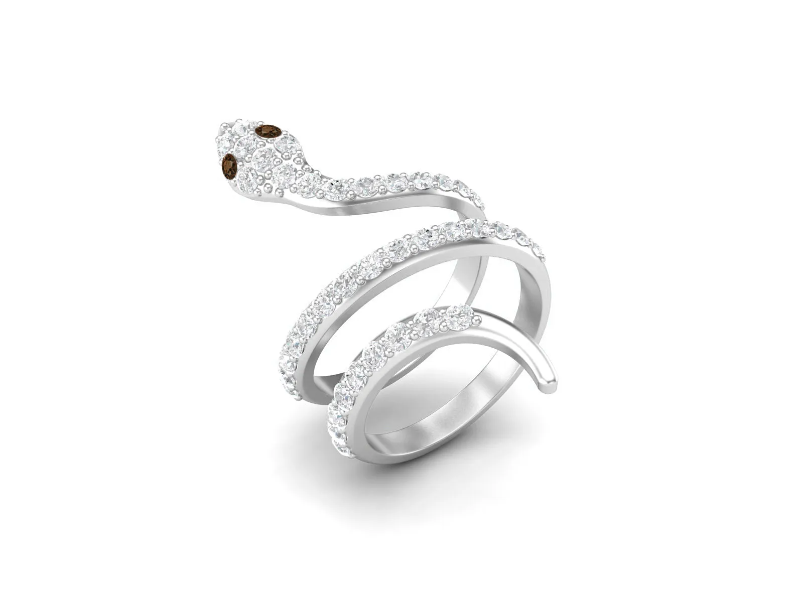 Twisted Snake Smoky Quartz Engagement Ring 925 Sterling Silver Wedding Ring