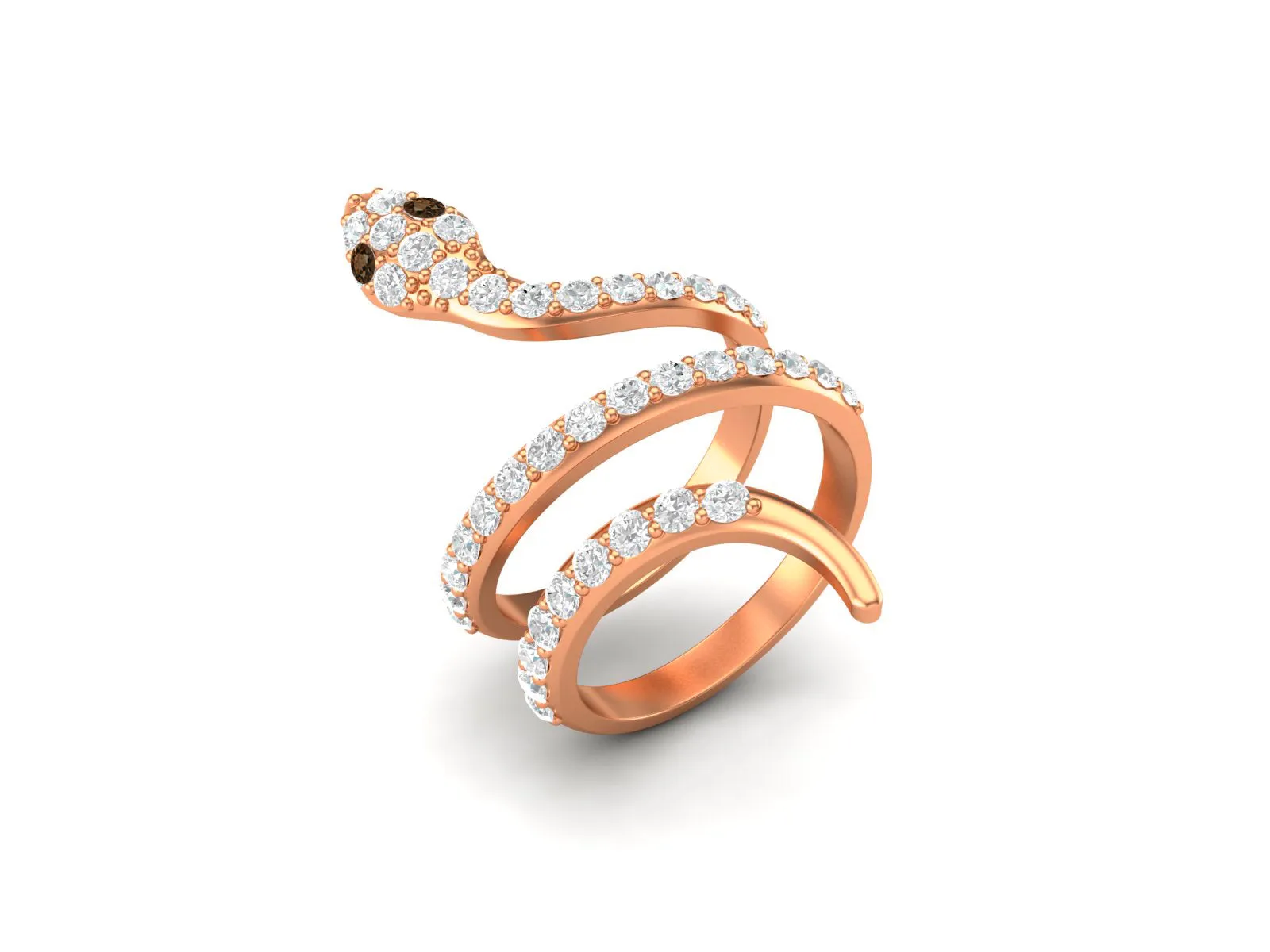 Twisted Snake Smoky Quartz Engagement Ring 925 Sterling Silver Wedding Ring