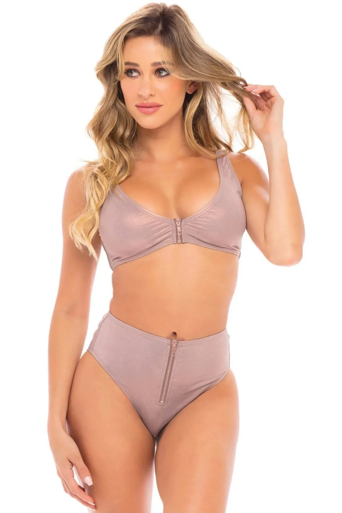 Two Piece with Zipper Detail