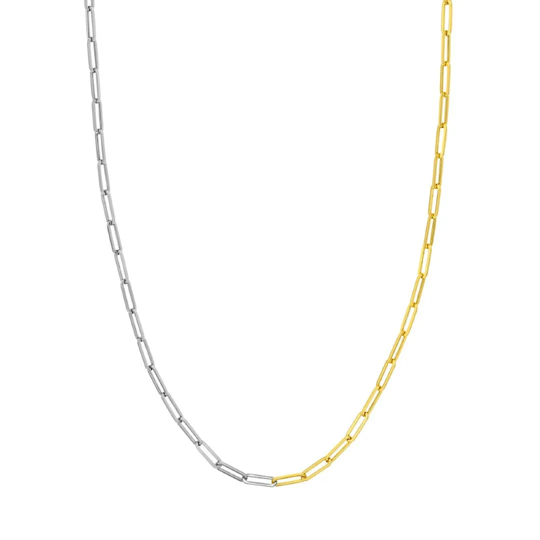 Two-Tone Paperclip Chain Necklace