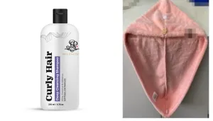 Ultimate Curly Hair Care Combo by Bollywood Stylist Savio John Pereira: Curly Hair Shampoo   Microfiber Hair Towel Wrap (Pink) for Soft, Hydrated Curls, Quick Drying, and Frizz-Free Results
