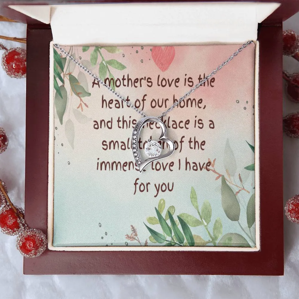 Unique Gift for Mother - Forever Love Gold/White  Finish Necklace with On-Demand Message Card:" A Token of a Mother's Endless Love" in a  Gift Box
