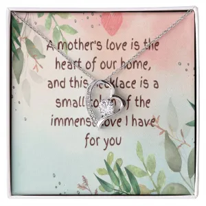 Unique Gift for Mother - Forever Love Gold/White  Finish Necklace with On-Demand Message Card:" A Token of a Mother's Endless Love" in a  Gift Box