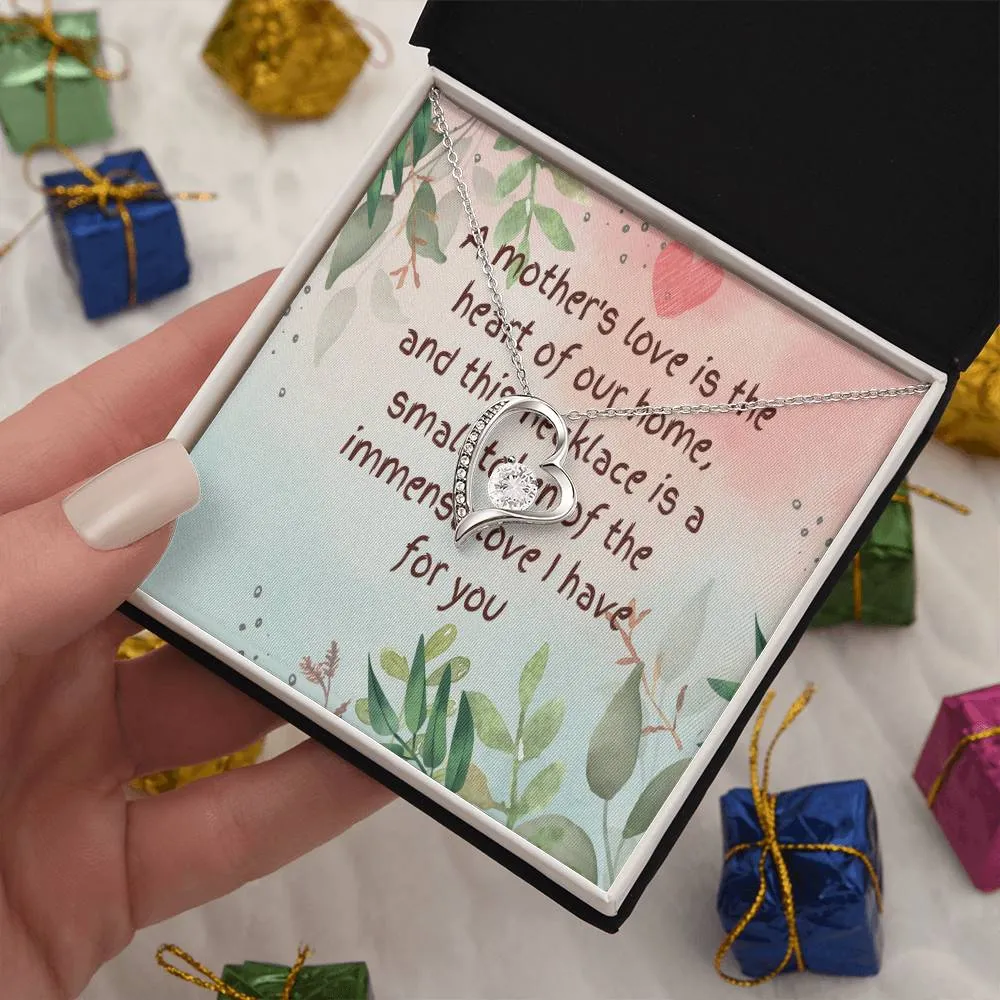 Unique Gift for Mother - Forever Love Gold/White  Finish Necklace with On-Demand Message Card:" A Token of a Mother's Endless Love" in a  Gift Box