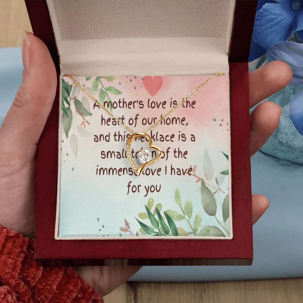 Unique Gift for Mother - Forever Love Gold/White  Finish Necklace with On-Demand Message Card:" A Token of a Mother's Endless Love" in a  Gift Box