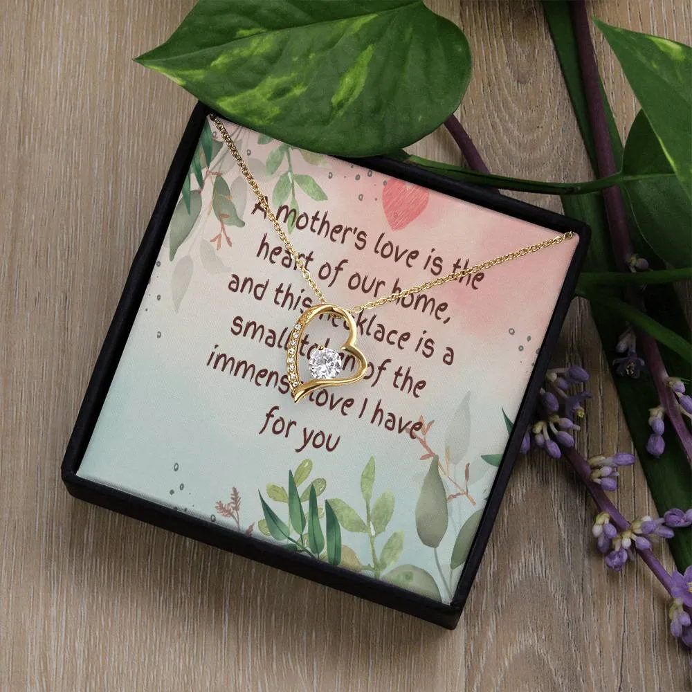 Unique Gift for Mother - Forever Love Gold/White  Finish Necklace with On-Demand Message Card:" A Token of a Mother's Endless Love" in a  Gift Box