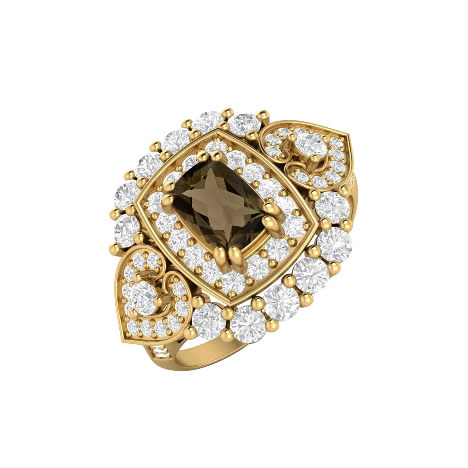 Unique Smoky Quartz Wedding Ring Oval Shaped Brown Stone Ring