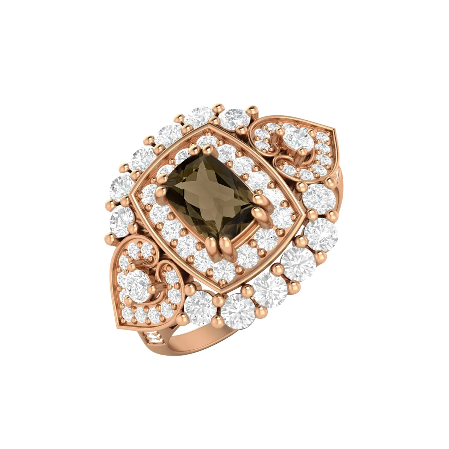 Unique Smoky Quartz Wedding Ring Oval Shaped Brown Stone Ring