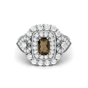Unique Smoky Quartz Wedding Ring Oval Shaped Brown Stone Ring