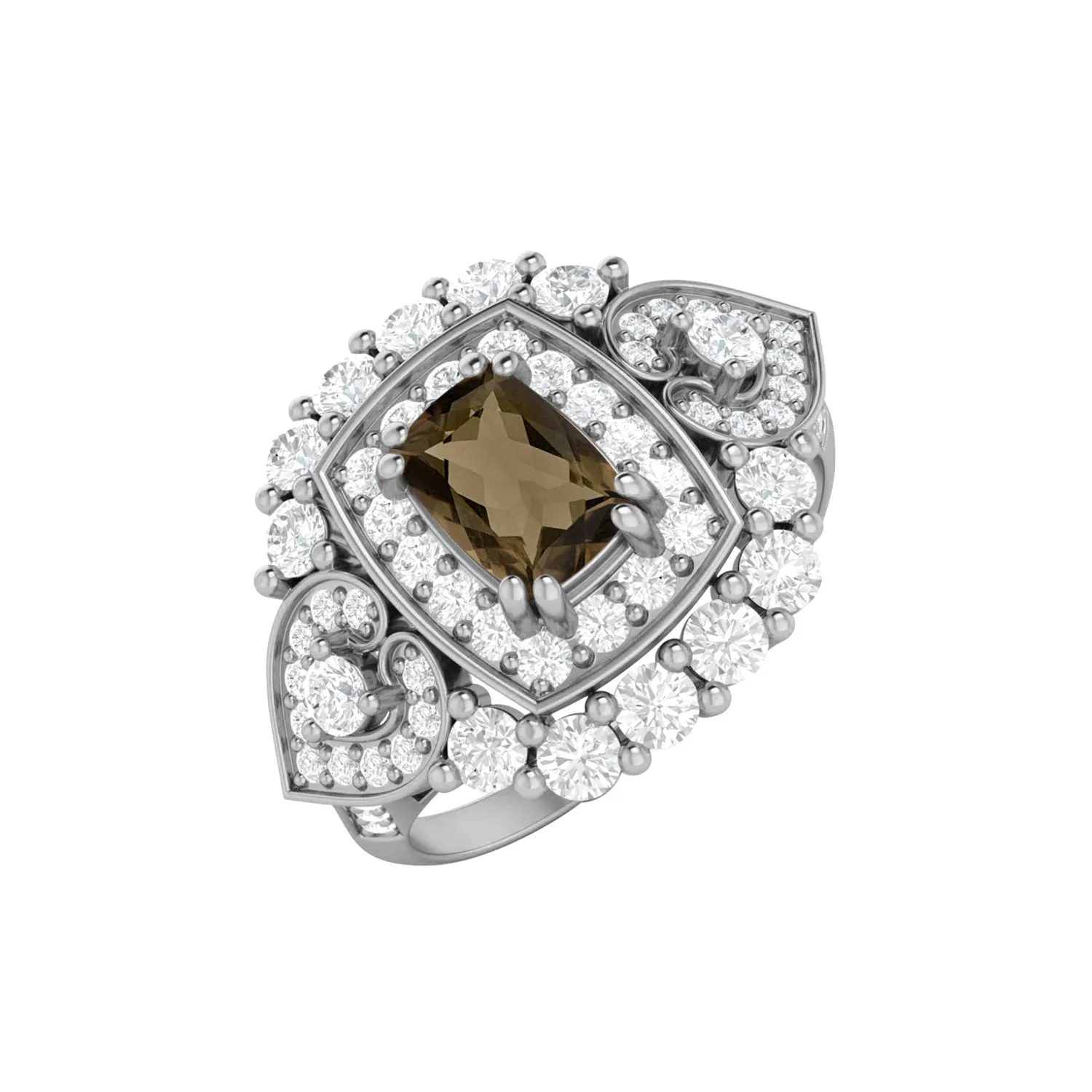 Unique Smoky Quartz Wedding Ring Oval Shaped Brown Stone Ring
