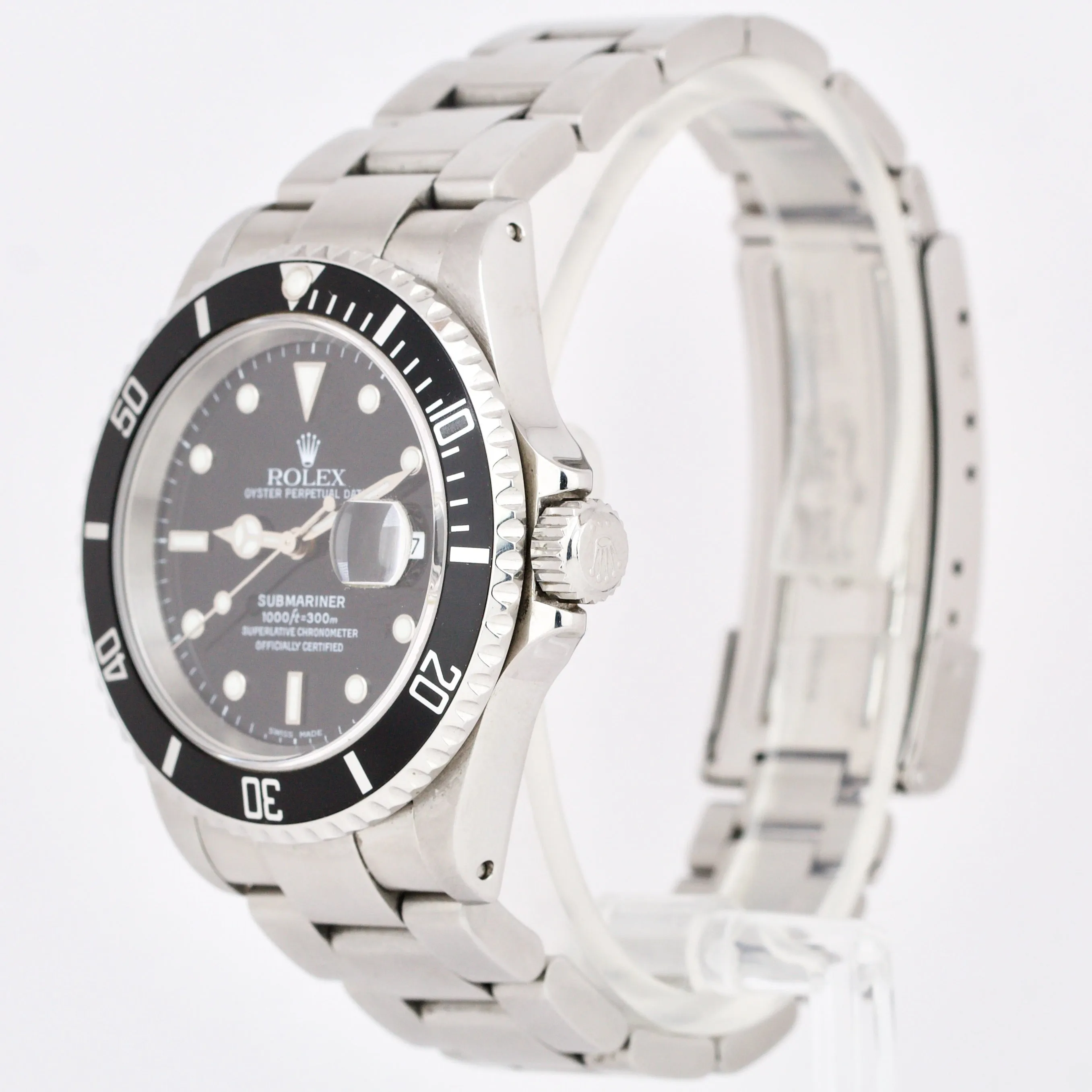 UNPOL. Rolex Submariner Date Stainless Steel 40mm Black Oyster Watch 16610 BOX