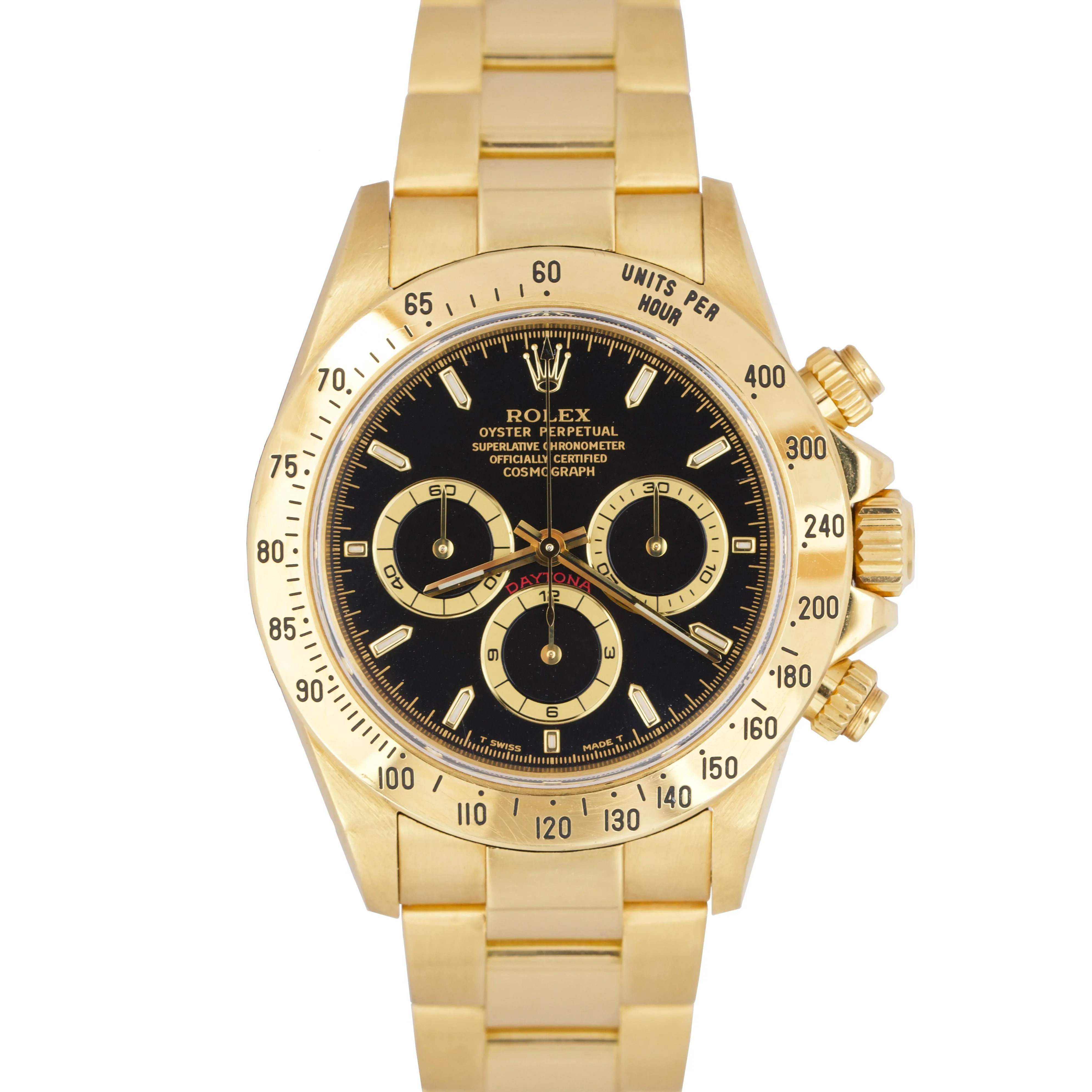 UNPOLISHED 1998 Rolex Daytona Cosmograph 40mm Black 18K Yellow Gold Watch 16528