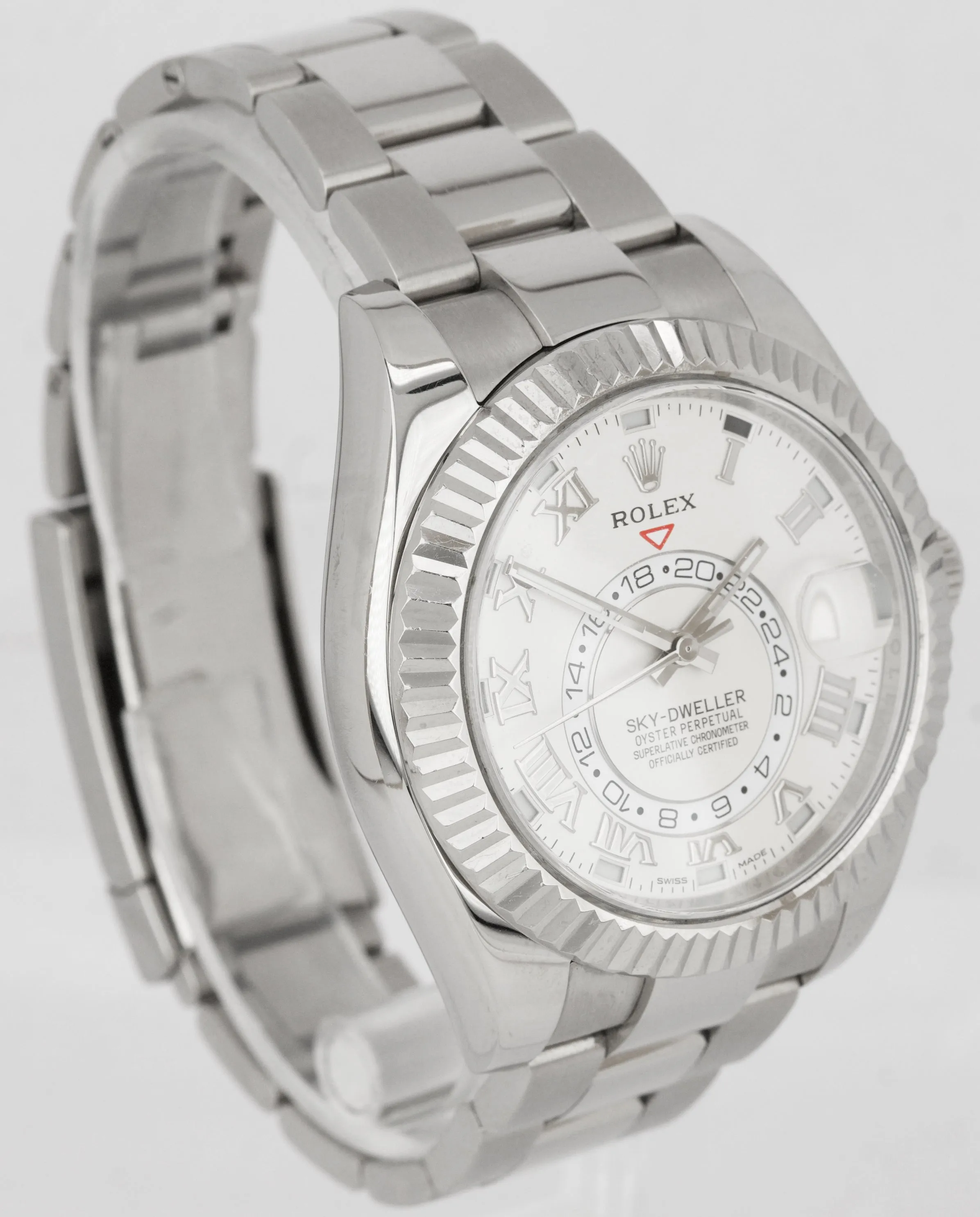 UNPOLISHED 2017 Rolex Sky-Dweller 18K White Gold 42mm Ivory Roman Watch 326939