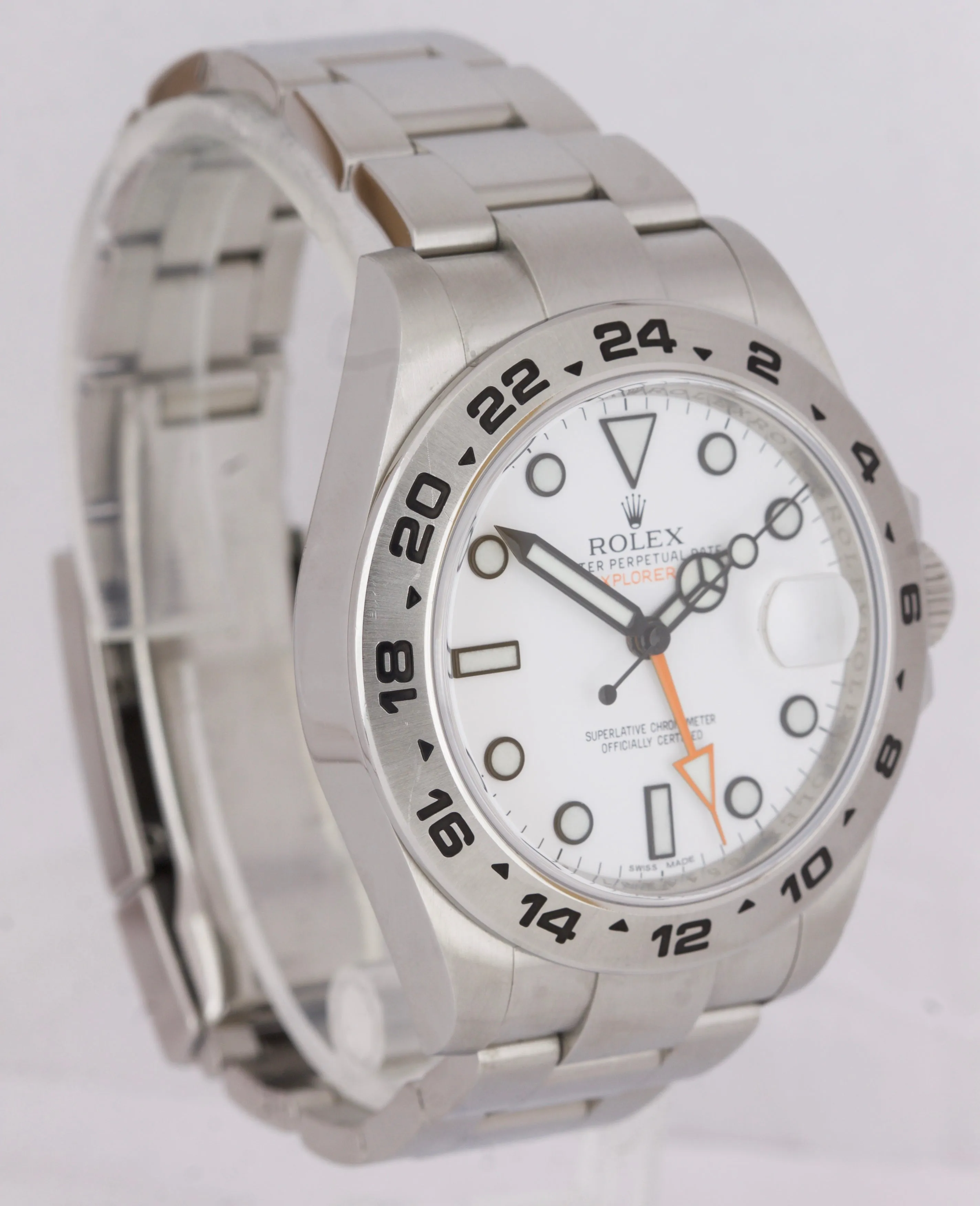 UNPOLISHED Rolex Explorer II 42mm 216570 White Orange Stainless GMT Date Watch