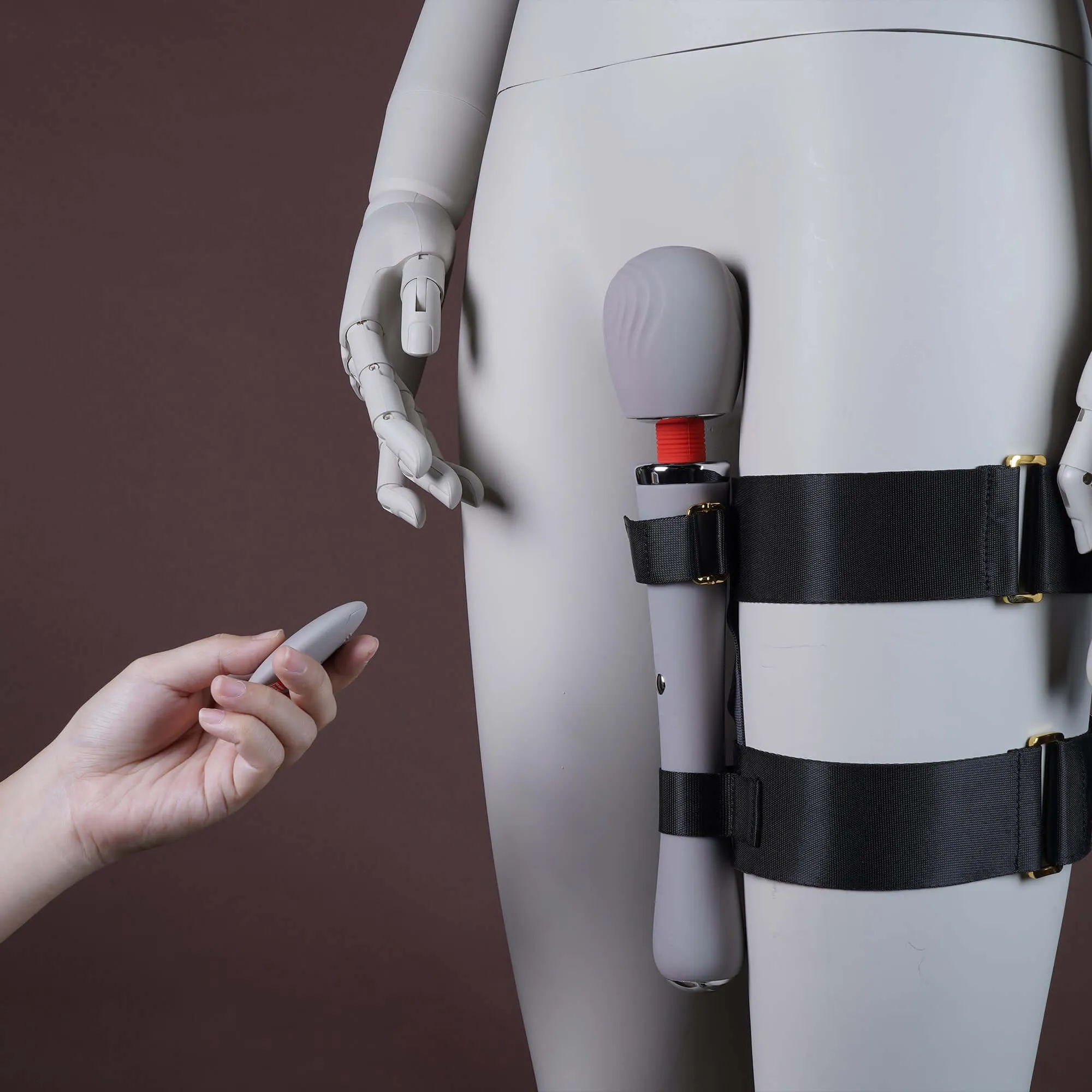 UPKO Remote-Control Wand Vibrator & Thigh Harness Combo