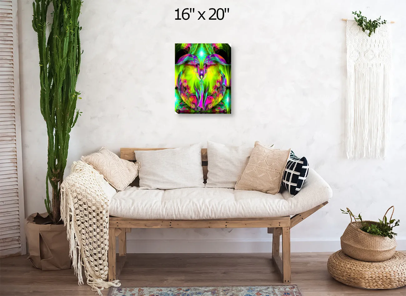 Uplifting Pastel Angel Art Stretched Canvas Print, Reiki or Meditation Wall Decor - "Inspiration"