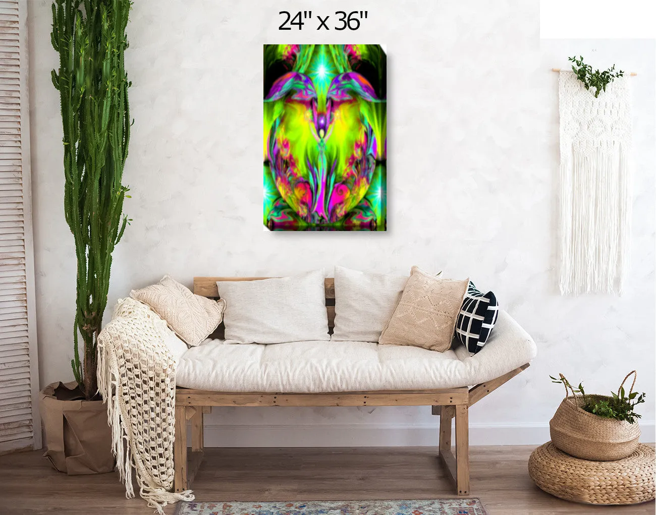 Uplifting Pastel Angel Art Stretched Canvas Print, Reiki or Meditation Wall Decor - "Inspiration"