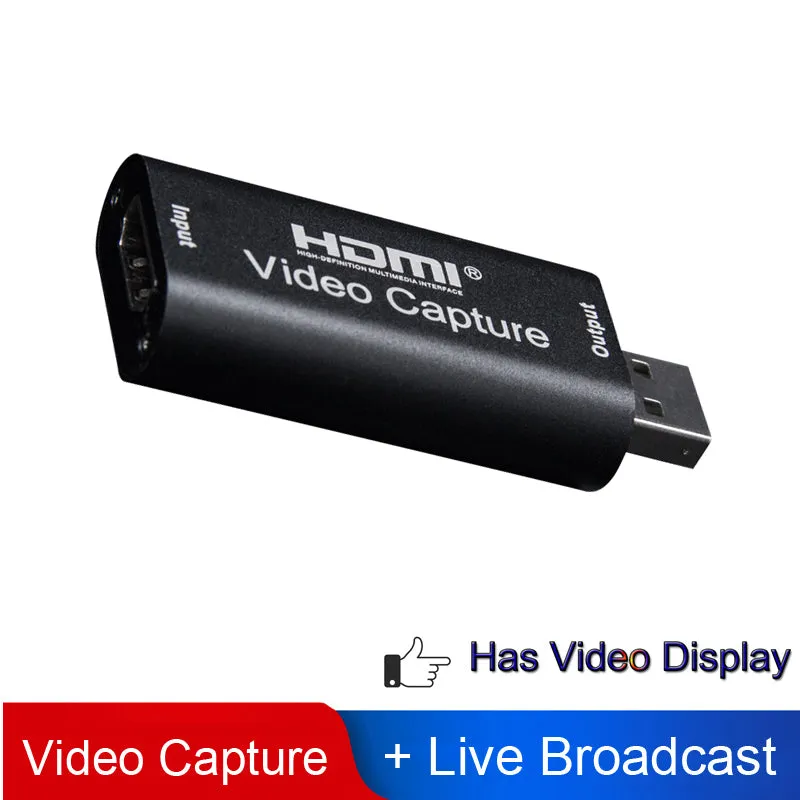 USB 2.0 HDMI Channel Metal Video Capture Card Live Recording Box Supports OBS black