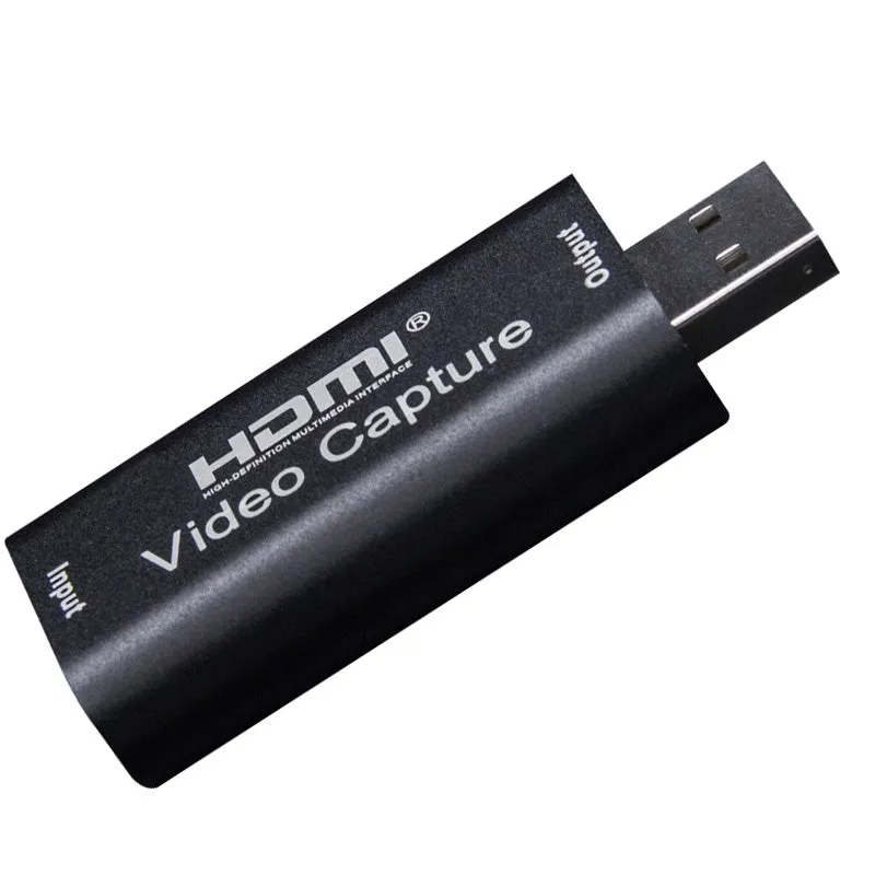 USB 2.0 HDMI Channel Metal Video Capture Card Live Recording Box Supports OBS black