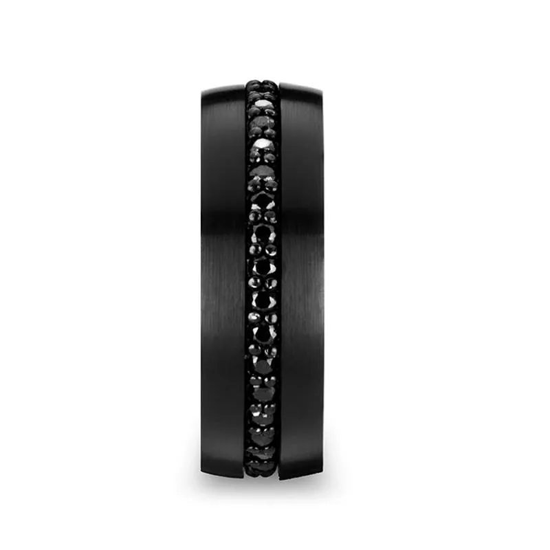 VALIANT | Black Tungsten Ring, Black Sapphires, Domed