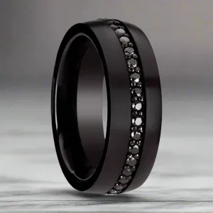 VALIANT | Black Tungsten Ring, Black Sapphires, Domed